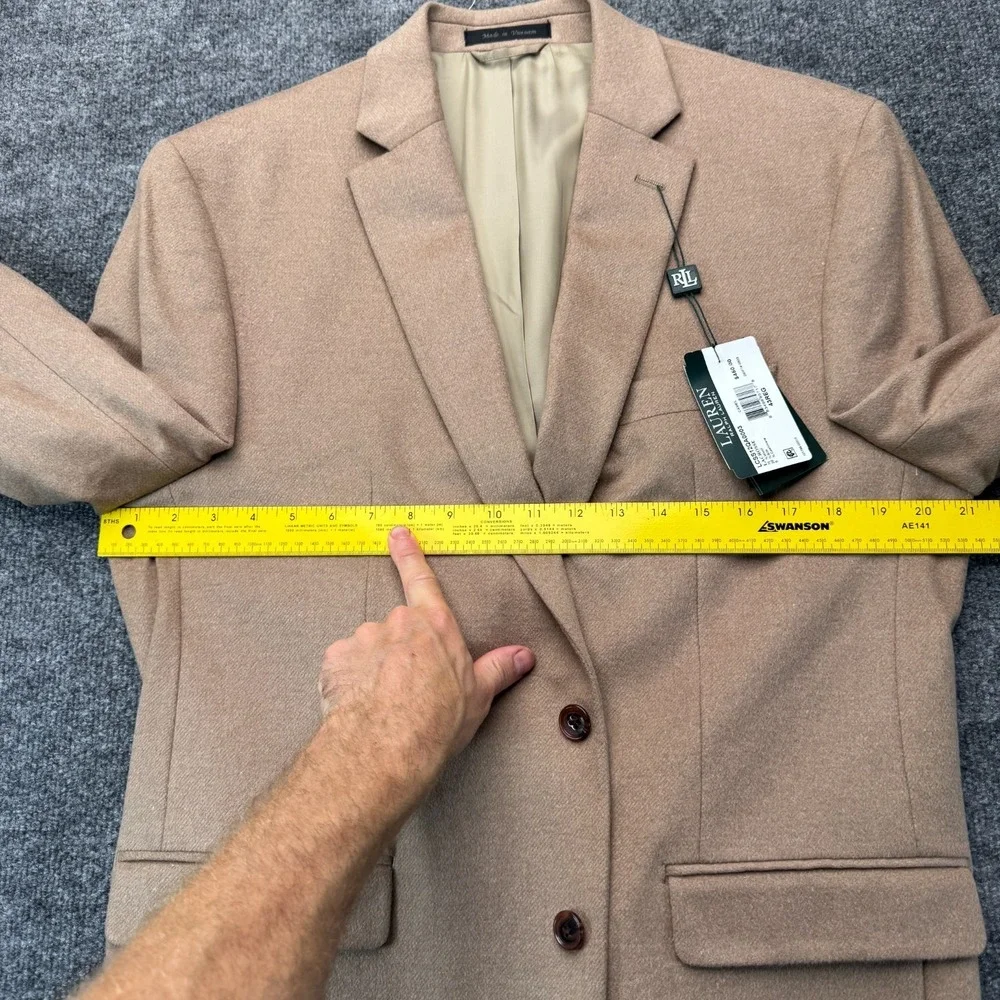 NWT Lauren Ralph Lauren 43R Blazer Lacrosse Camel Wool Silk Cashmere Sport Coat